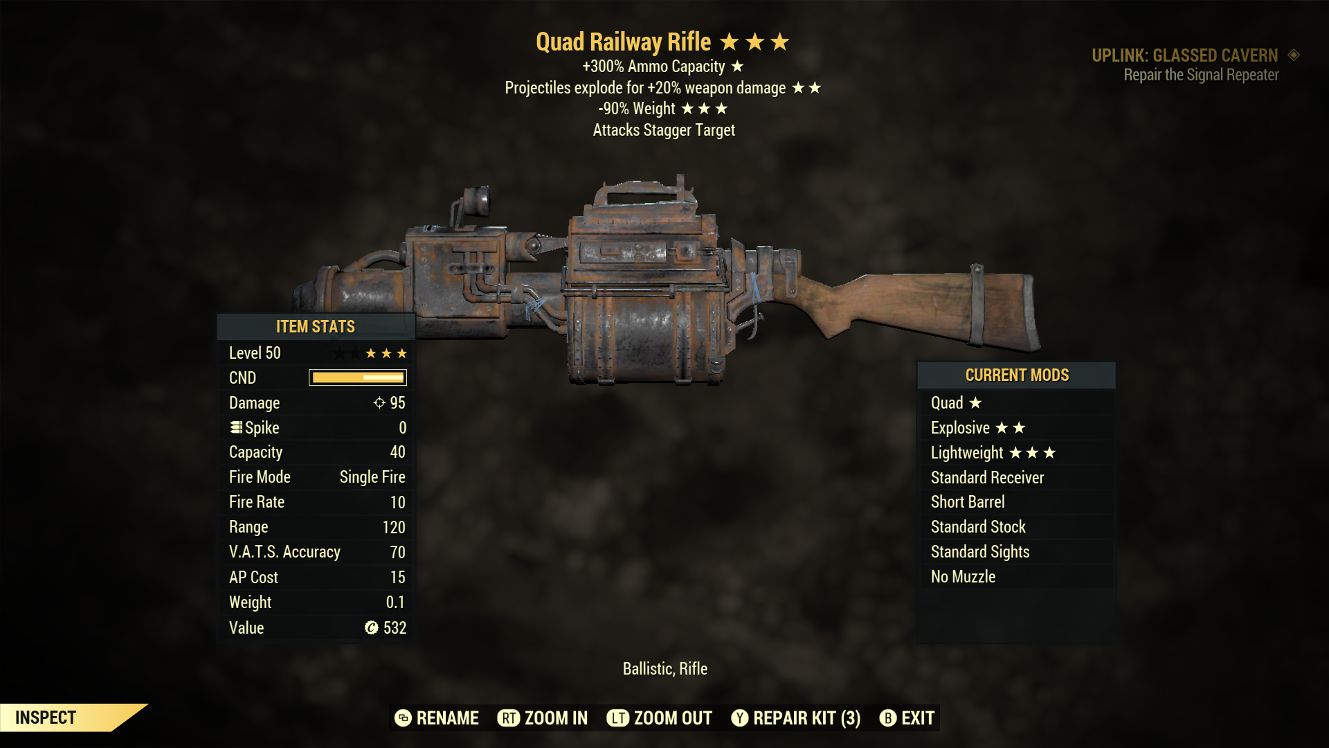 Quad【Explosive + Lightweight】Railway Rifle